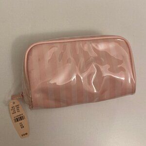 Victoria's Secret Small Makeup Pouch Pink Stripe NWT